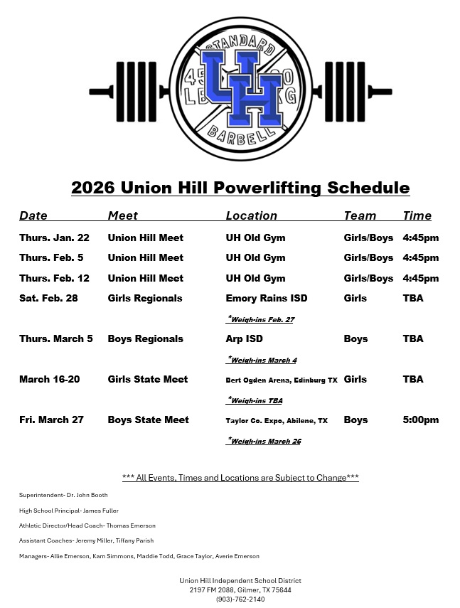 2026 Powerlifting Schedule